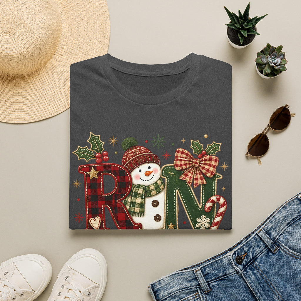 RN Snowman Holiday T-Shirt — Cute Nurse Christmas Tee