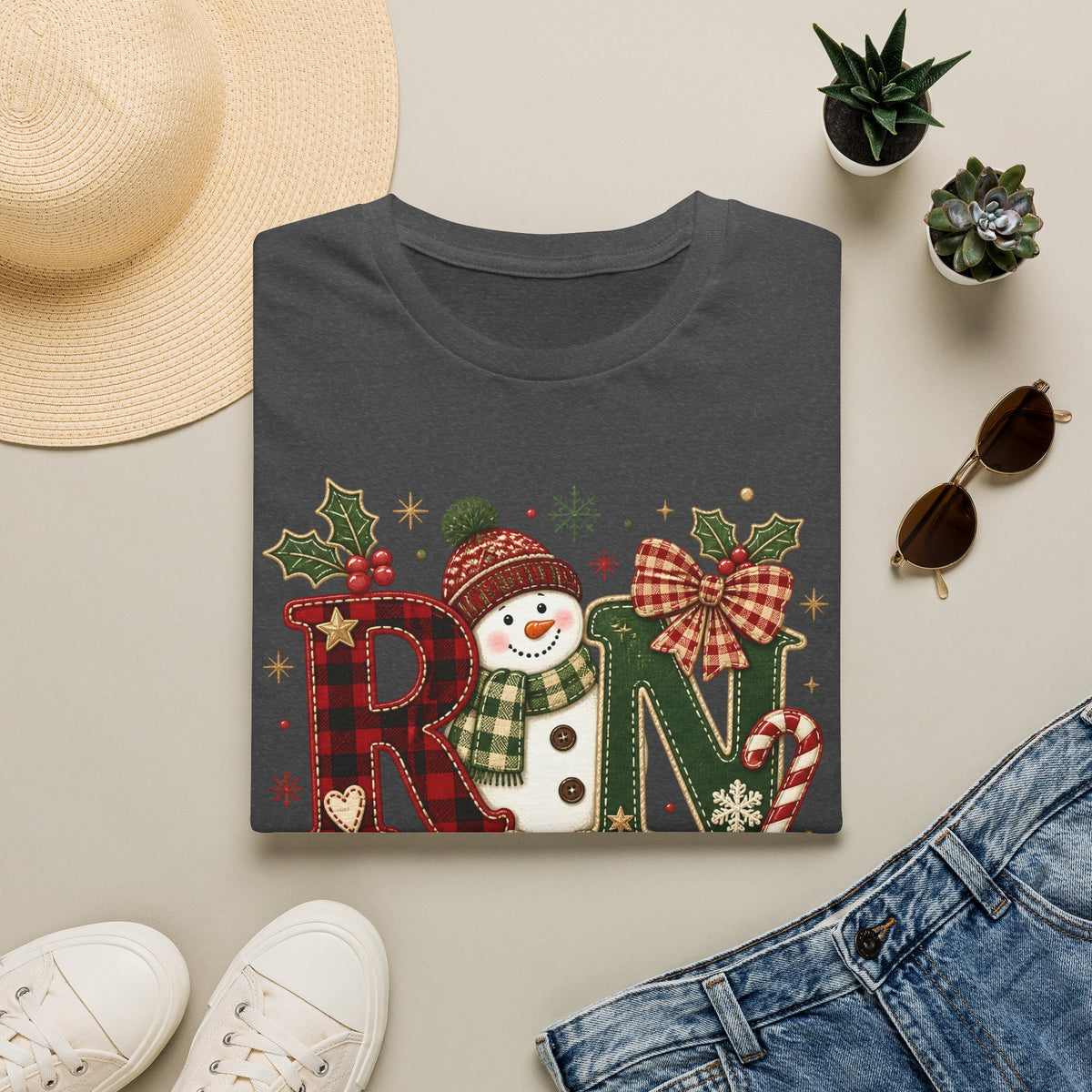 RN Snowman Holiday T-Shirt — Cute Nurse Christmas Tee