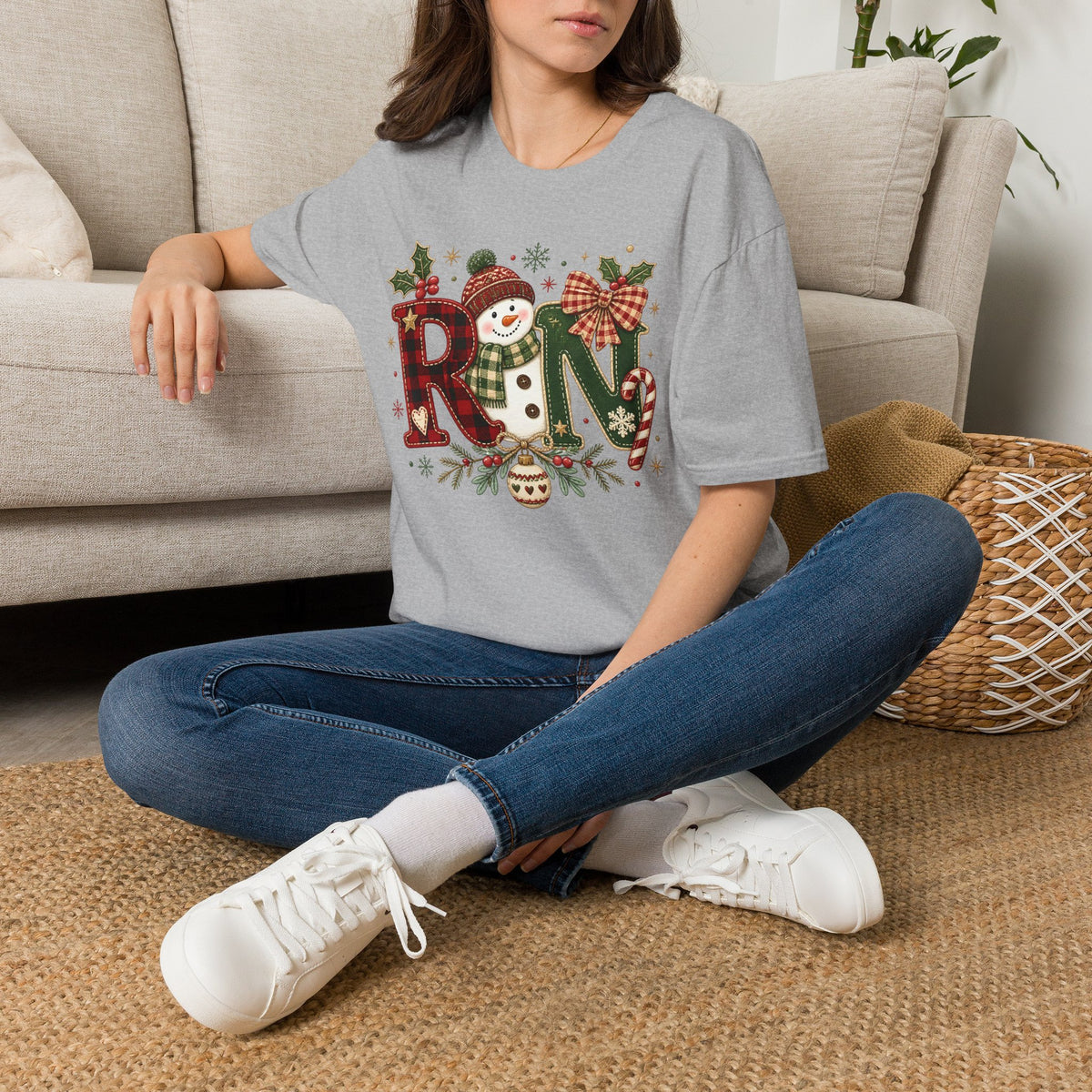 RN Snowman Holiday T-Shirt — Cute Nurse Christmas Tee