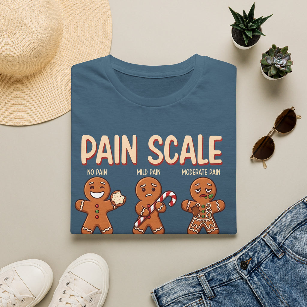 Pain Scale Gingerbread T-Shirt – Funny Holiday Pain Meter Tee for Bakers & Christmas Lovers