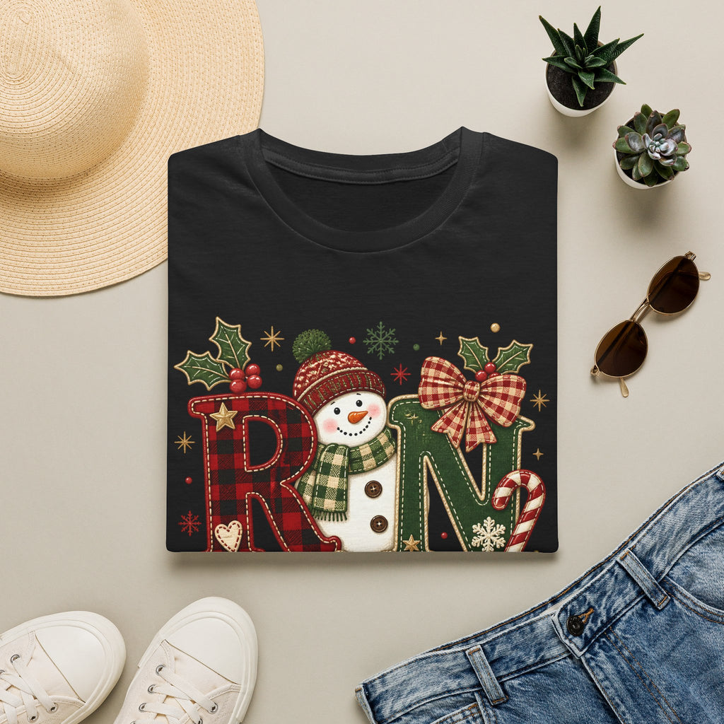 RN Snowman Holiday T-Shirt — Cute Nurse Christmas Tee