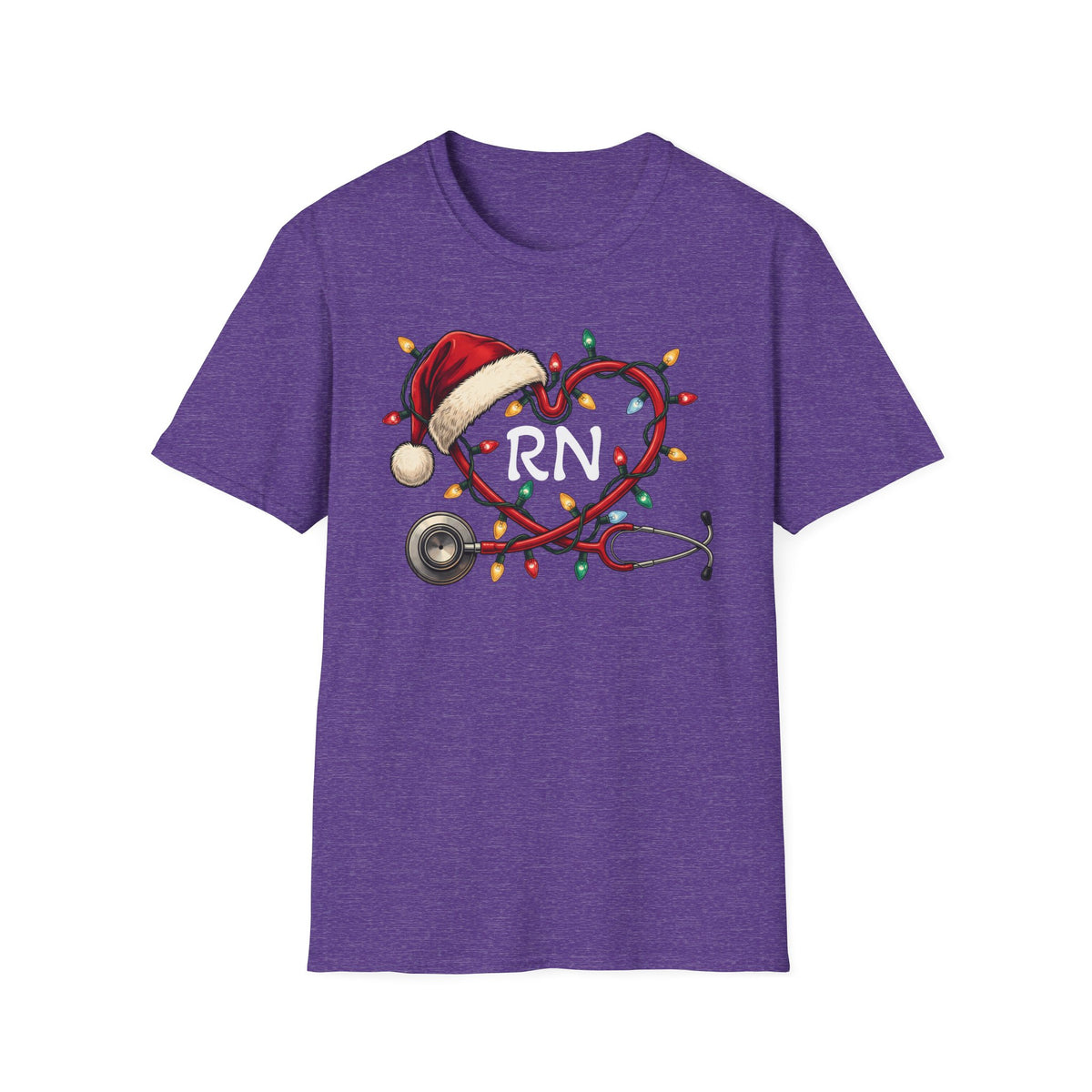 RN Christmas Stethoscope Heart T‑Shirt
