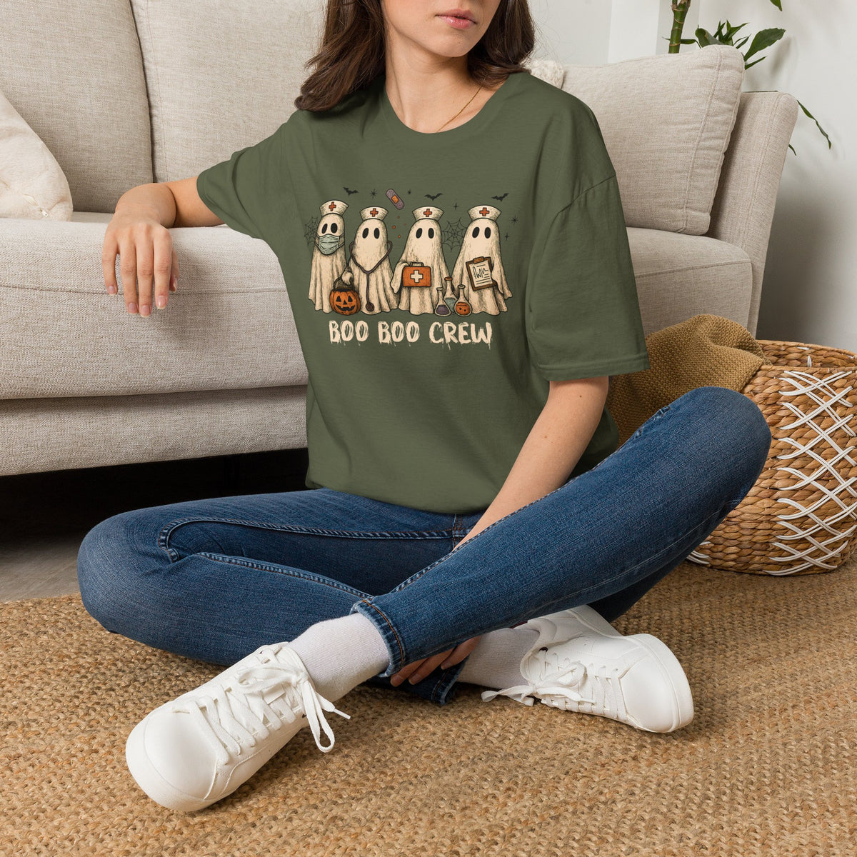Nurse Boo Boo Crew White Halloween T‑Shirt