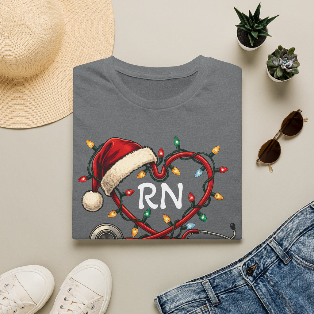 RN Christmas Stethoscope Heart T‑Shirt