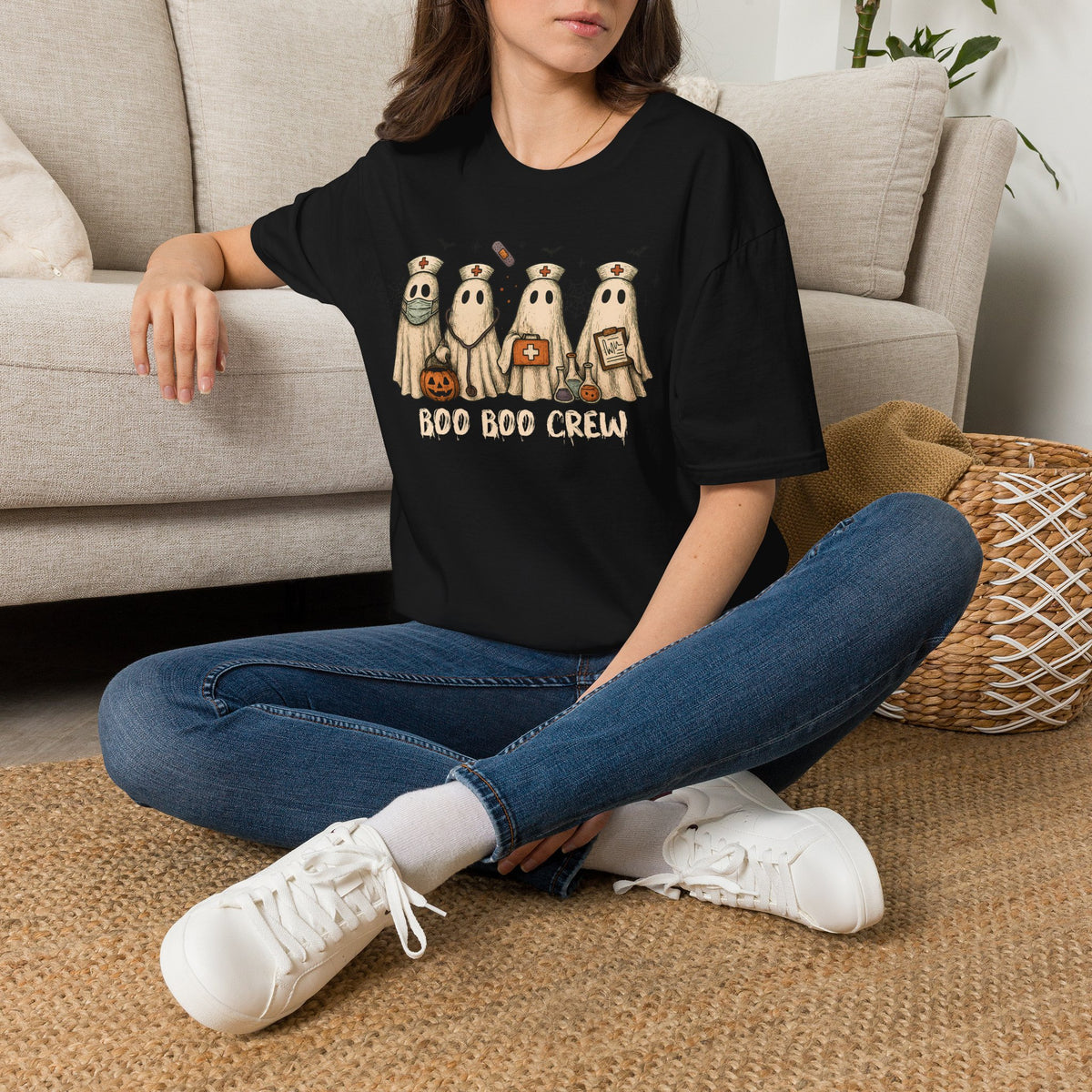 Nurse Boo Boo Crew White Halloween T‑Shirt