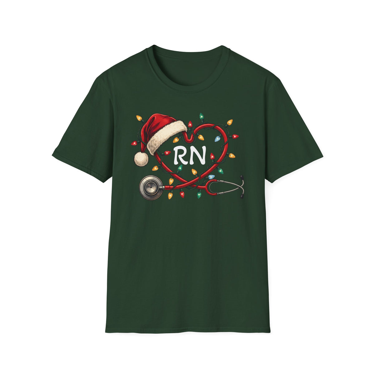 RN Christmas Stethoscope Heart T‑Shirt