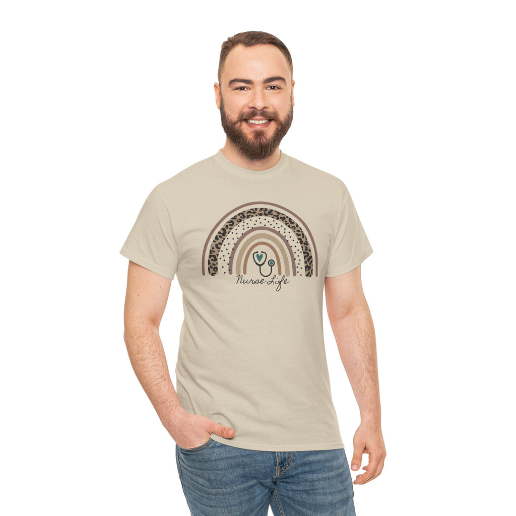 Nurse Life Rainbow Tee - Cute Neutral Stethoscope Graphic T-Shirt