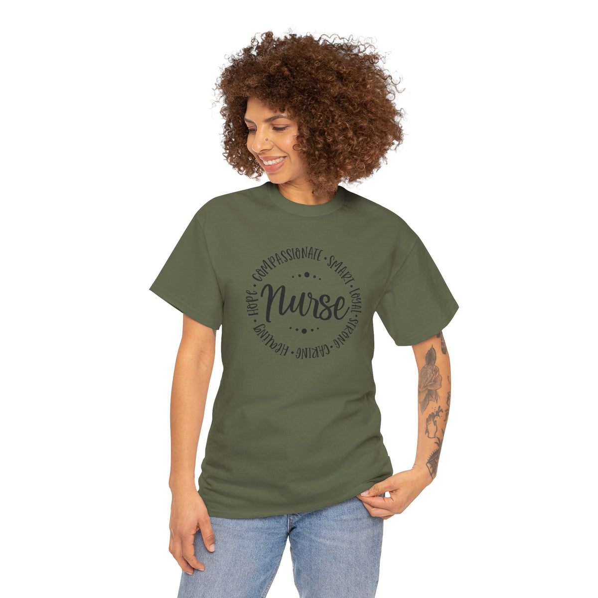 Nurse Circle Words T‑Shirt — Compassionate, Smart, Caring Nurse Tee