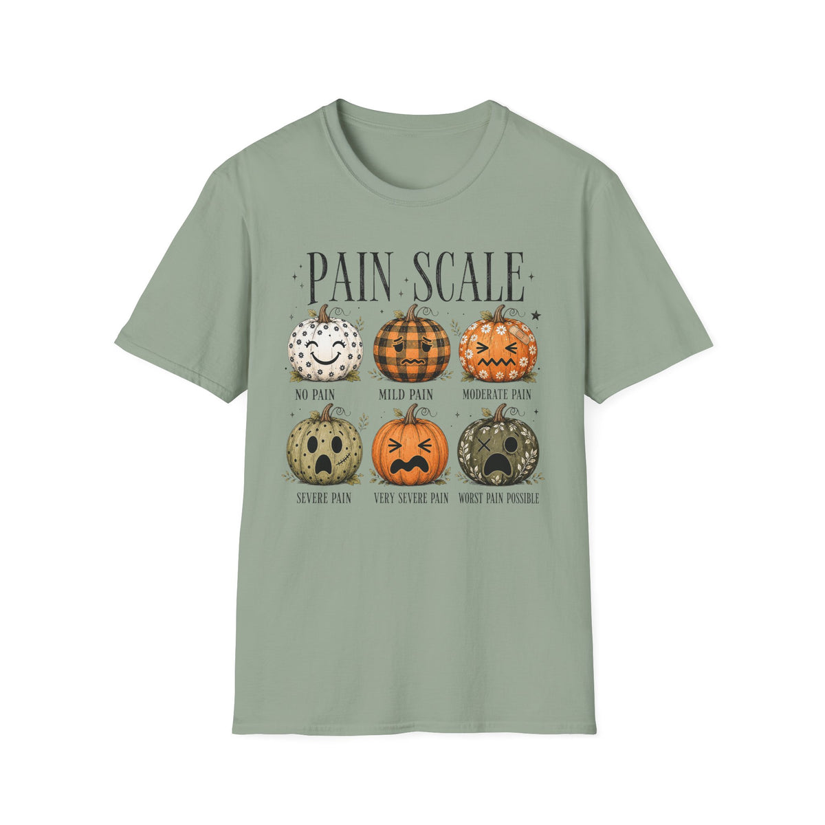 Pain Scale Pumpkin T-Shirt — Halloween Pumpkin Faces Graphic Tee