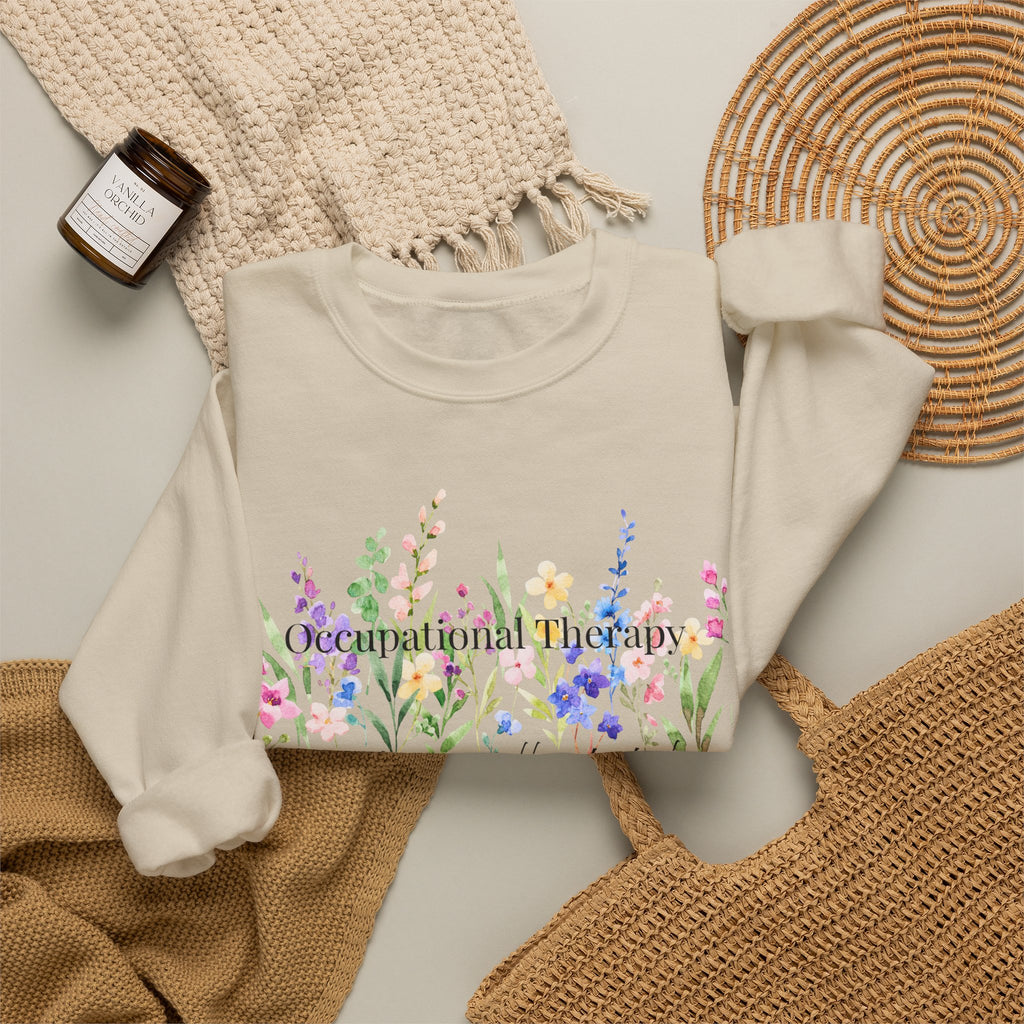 Floral Inspirational Crewneck Sweatshirt — "You Are Wildflower" Botanical Graphic
