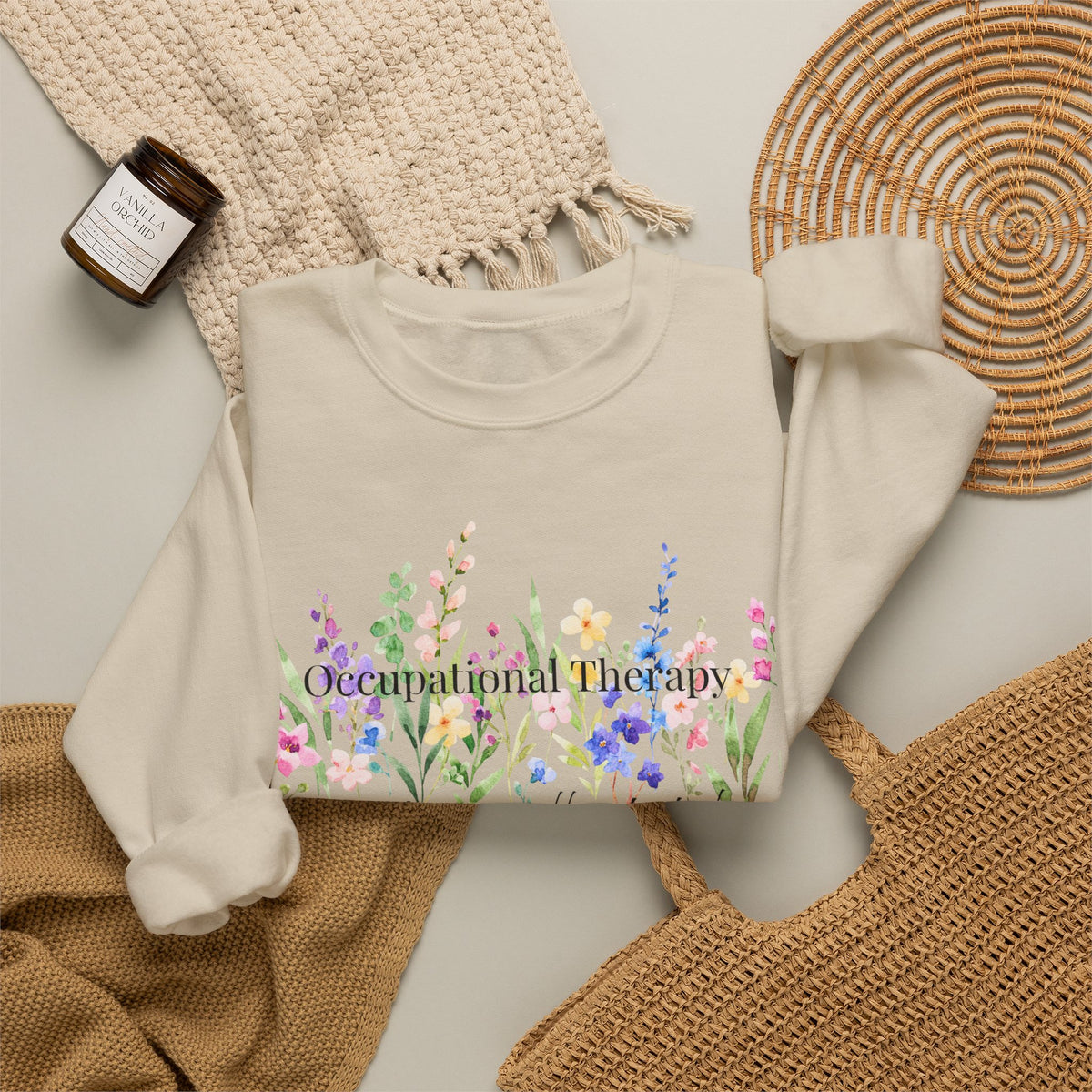 Floral Inspirational Crewneck Sweatshirt — "You Are Wildflower" Botanical Graphic