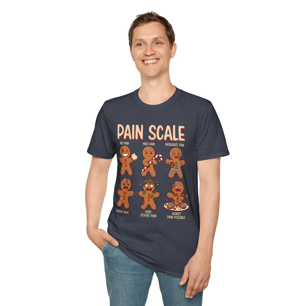 Pain Scale Gingerbread T-Shirt – Funny Holiday Pain Meter Tee for Bakers & Christmas Lovers