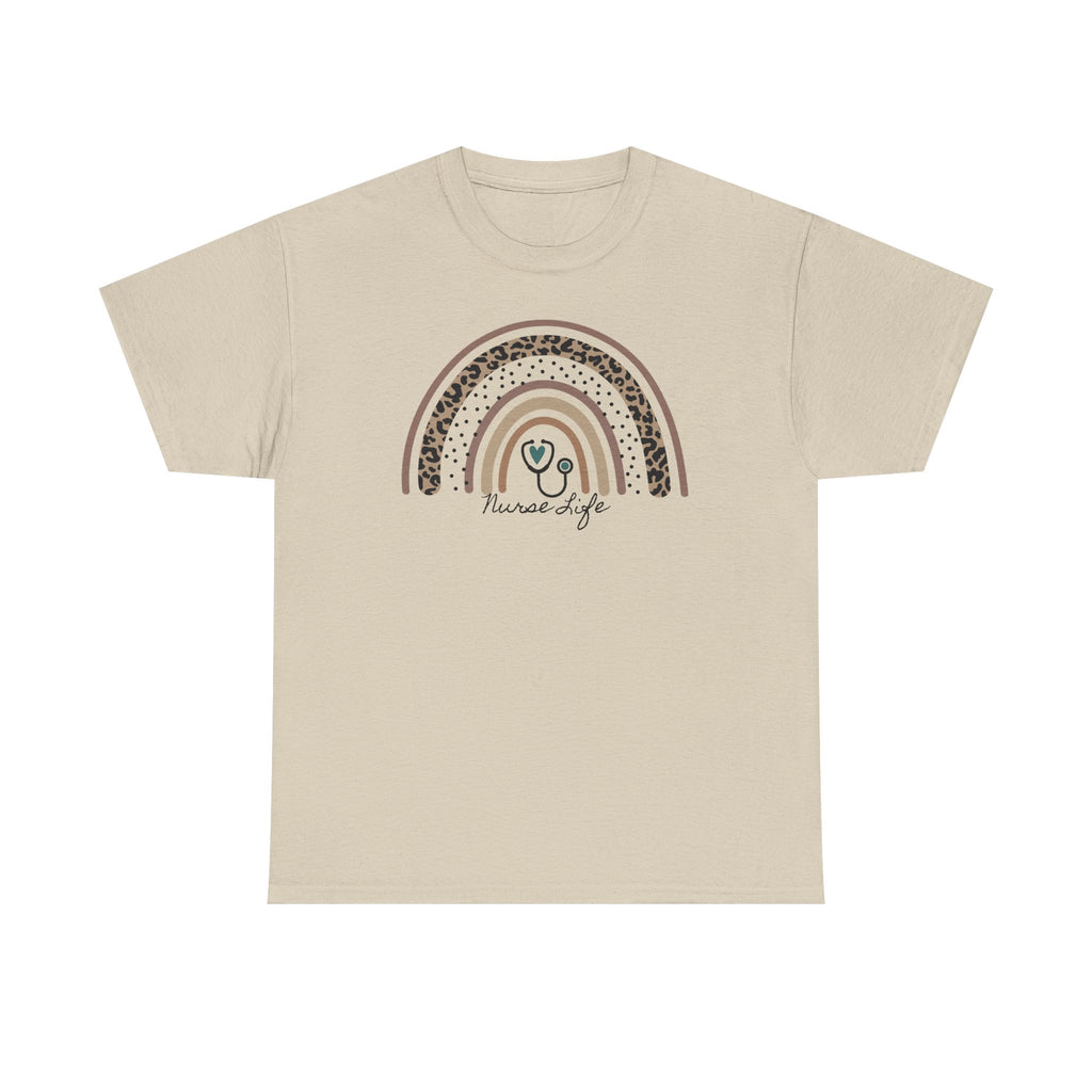 Nurse Life Rainbow Tee - Cute Neutral Stethoscope Graphic T-Shirt