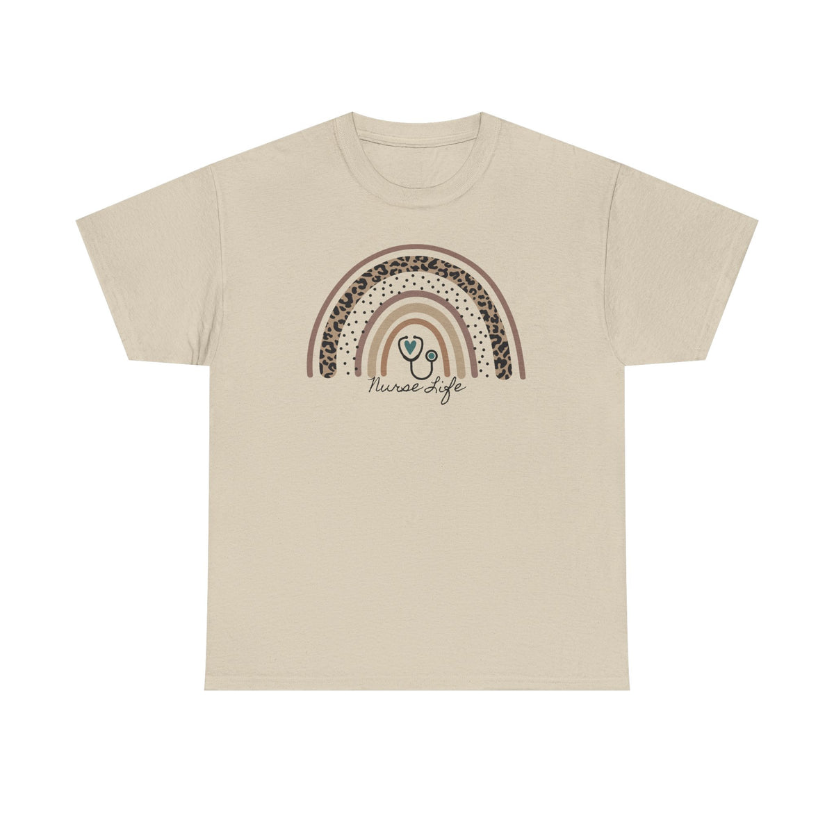 Nurse Life Rainbow Tee - Cute Neutral Stethoscope Graphic T-Shirt