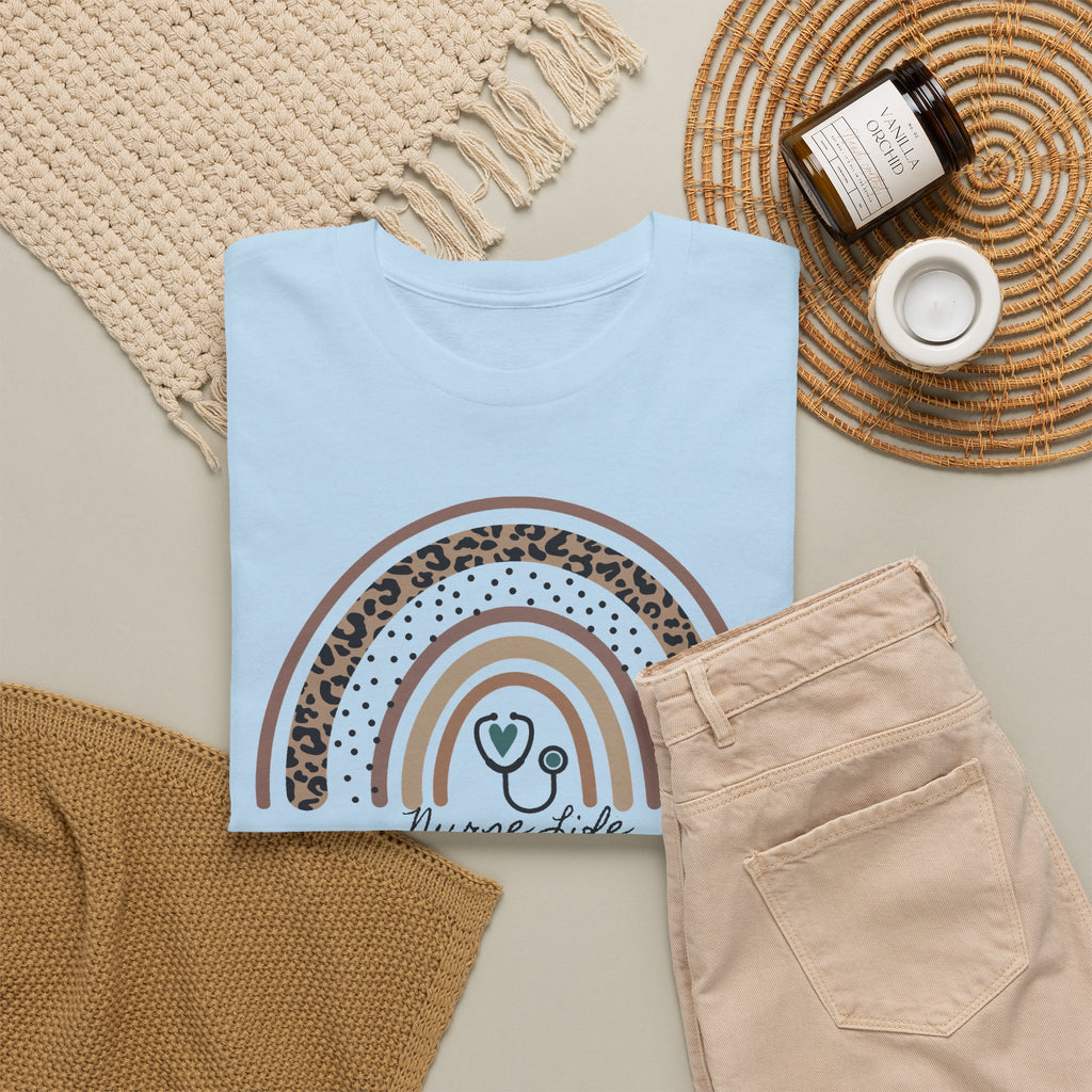 Nurse Life Rainbow Tee - Cute Neutral Stethoscope Graphic T-Shirt