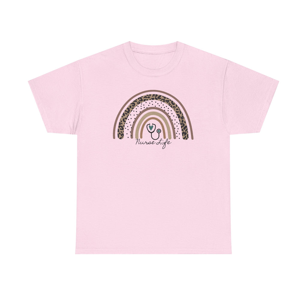 Nurse Life Rainbow Tee - Cute Neutral Stethoscope Graphic T-Shirt