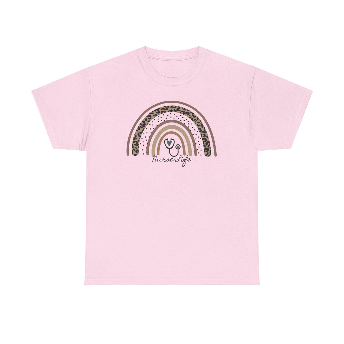 Nurse Life Rainbow Tee - Cute Neutral Stethoscope Graphic T-Shirt
