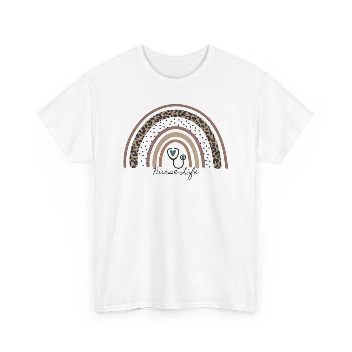 Nurse Life Rainbow Tee - Cute Neutral Stethoscope Graphic T-Shirt