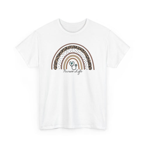 Nurse Life Rainbow Tee - Cute Neutral Stethoscope Graphic T-Shirt