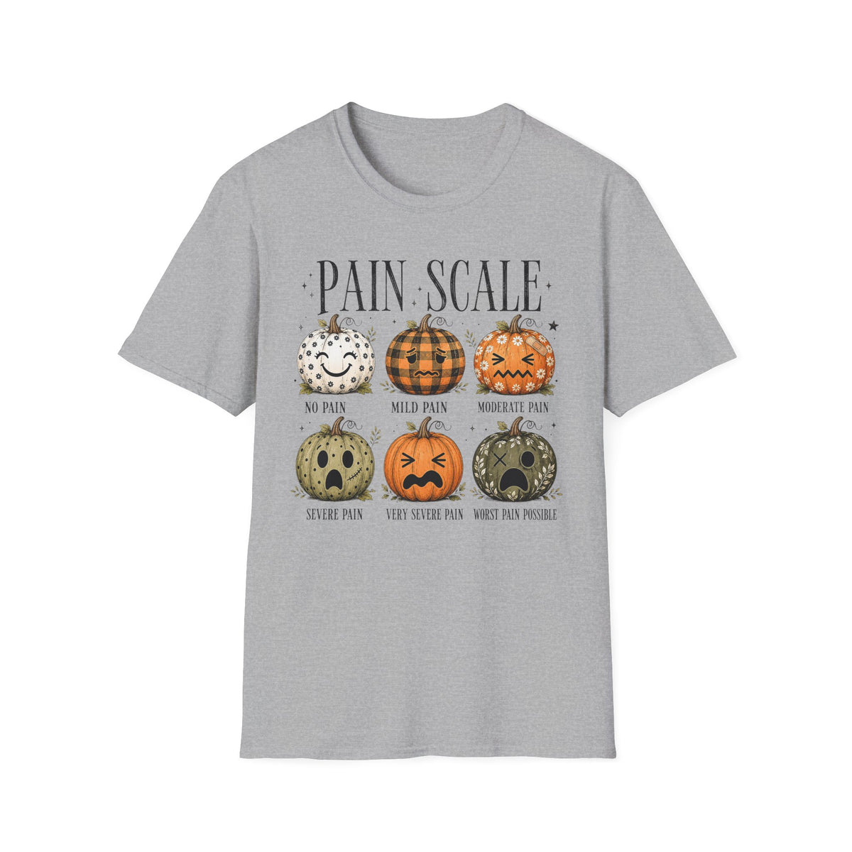 Pain Scale Pumpkin T-Shirt — Halloween Pumpkin Faces Graphic Tee