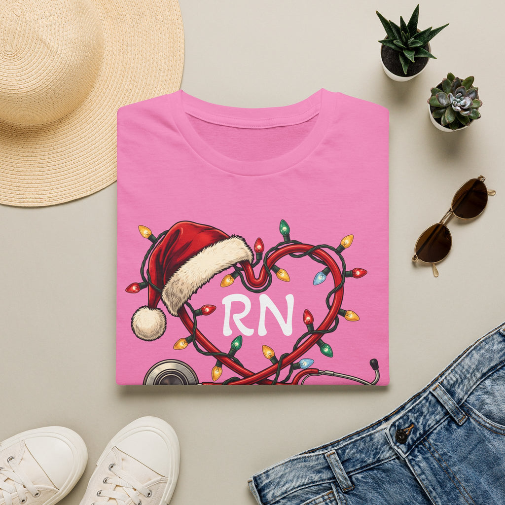 RN Christmas Stethoscope Heart T‑Shirt