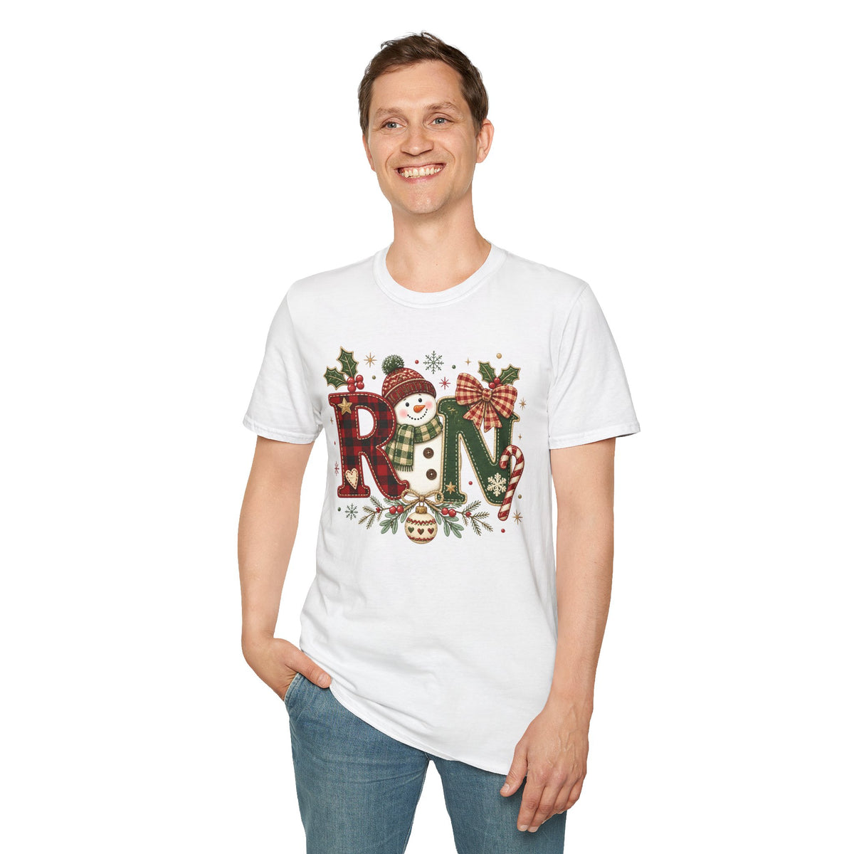 RN Snowman Holiday T-Shirt — Cute Nurse Christmas Tee