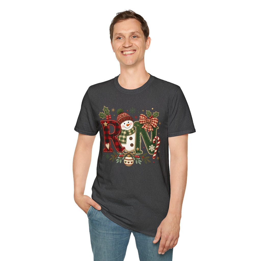 RN Snowman Holiday T-Shirt — Cute Nurse Christmas Tee