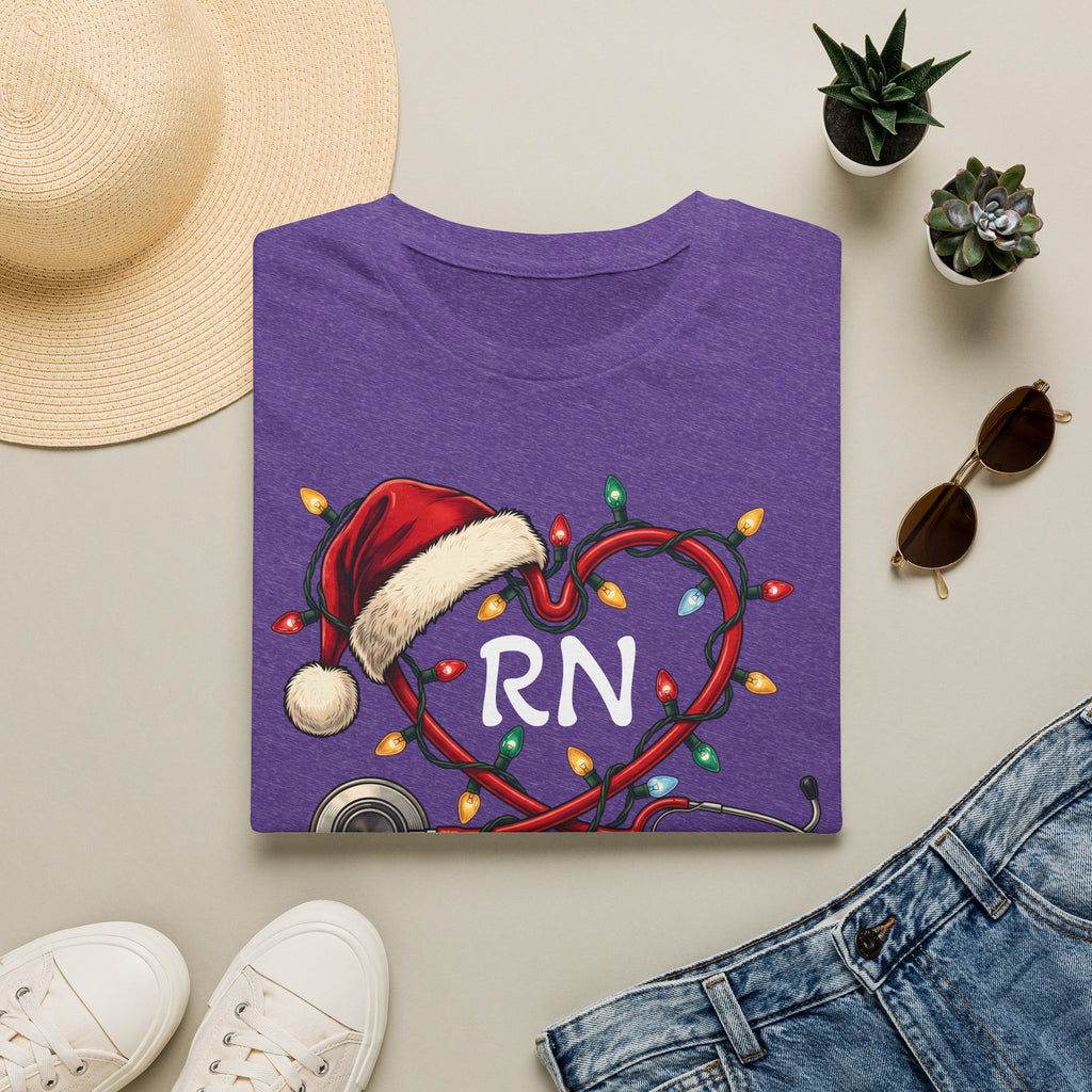 RN Christmas Stethoscope Heart T‑Shirt