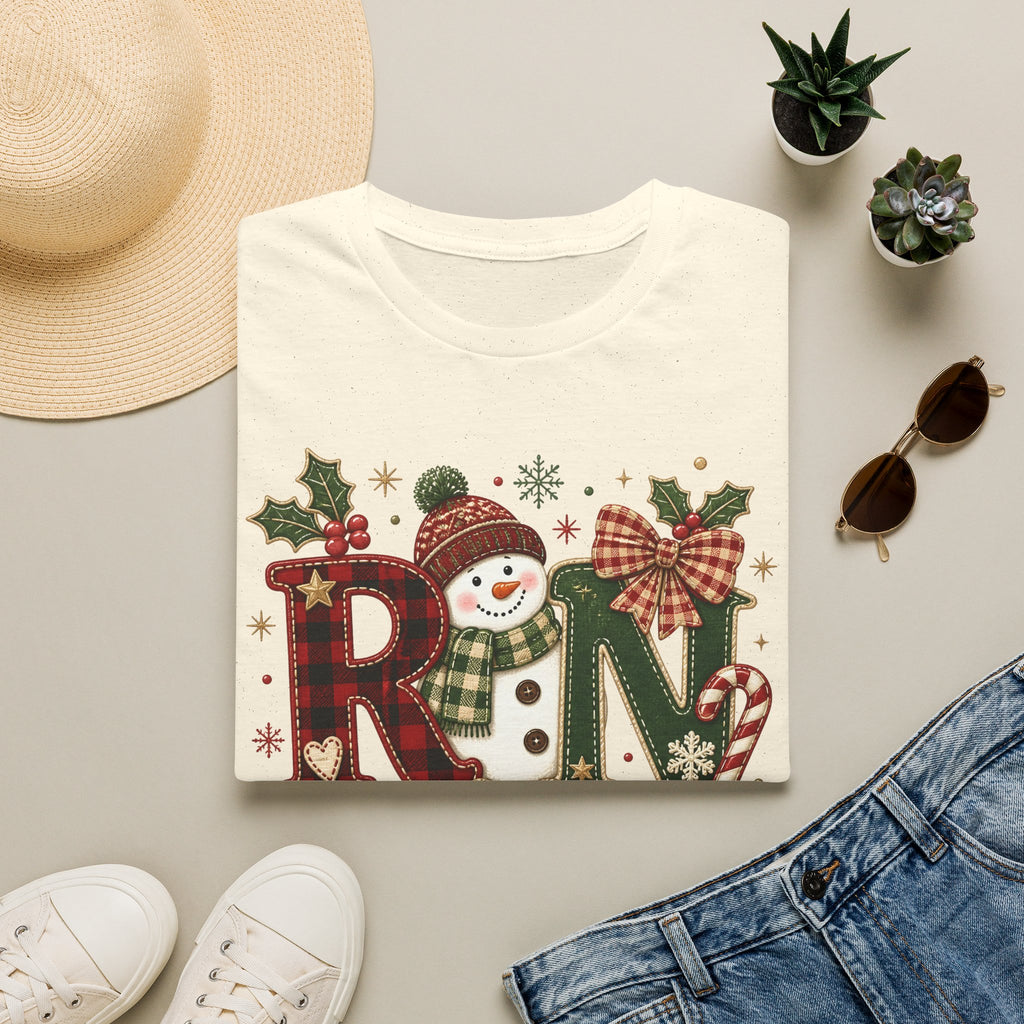 RN Snowman Holiday T-Shirt — Cute Nurse Christmas Tee