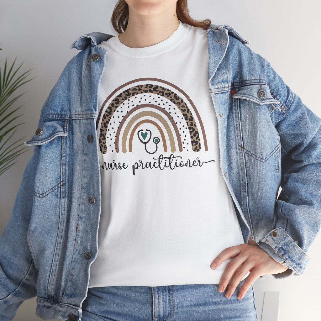 Nurse Practitioner Rainbow T-Shirt — Boho Stethoscope Tee for Nurses