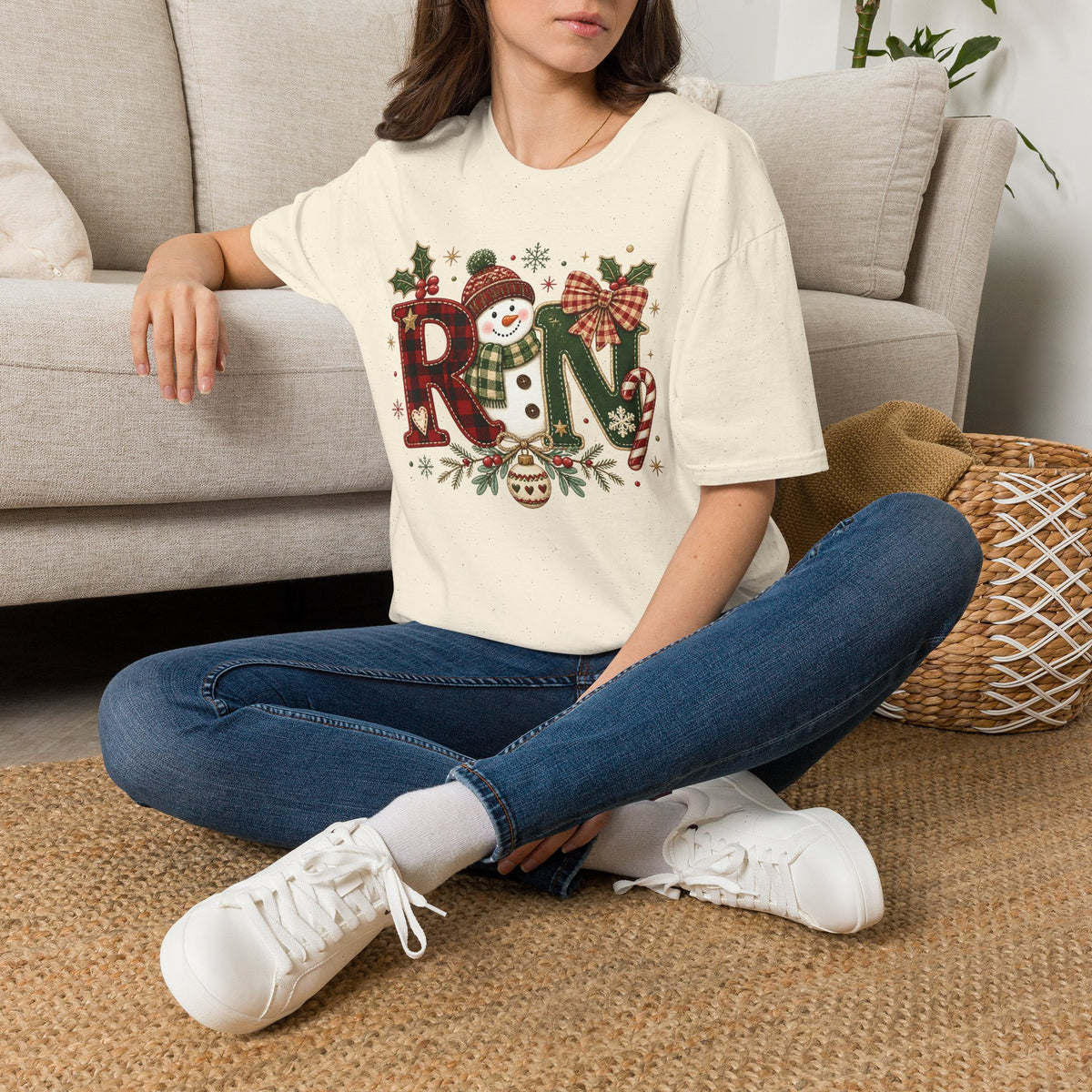 RN Snowman Holiday T-Shirt — Cute Nurse Christmas Tee