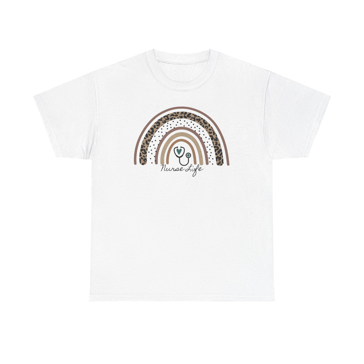 Nurse Life Rainbow Tee - Cute Neutral Stethoscope Graphic T-Shirt