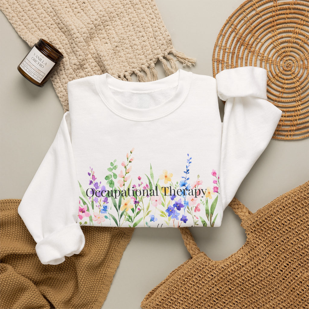 Floral Inspirational Crewneck Sweatshirt — "You Are Wildflower" Botanical Graphic