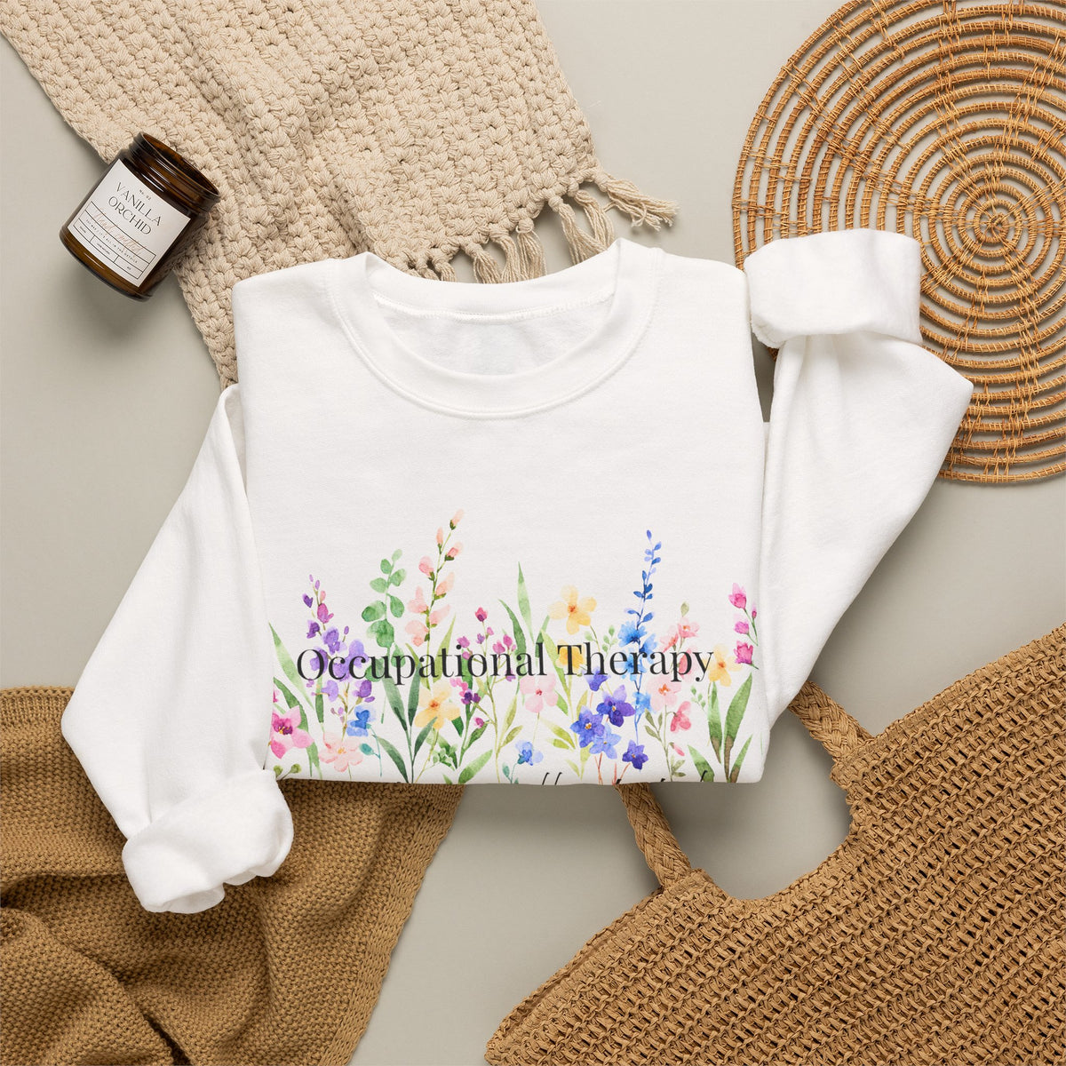 Floral Inspirational Crewneck Sweatshirt — "You Are Wildflower" Botanical Graphic