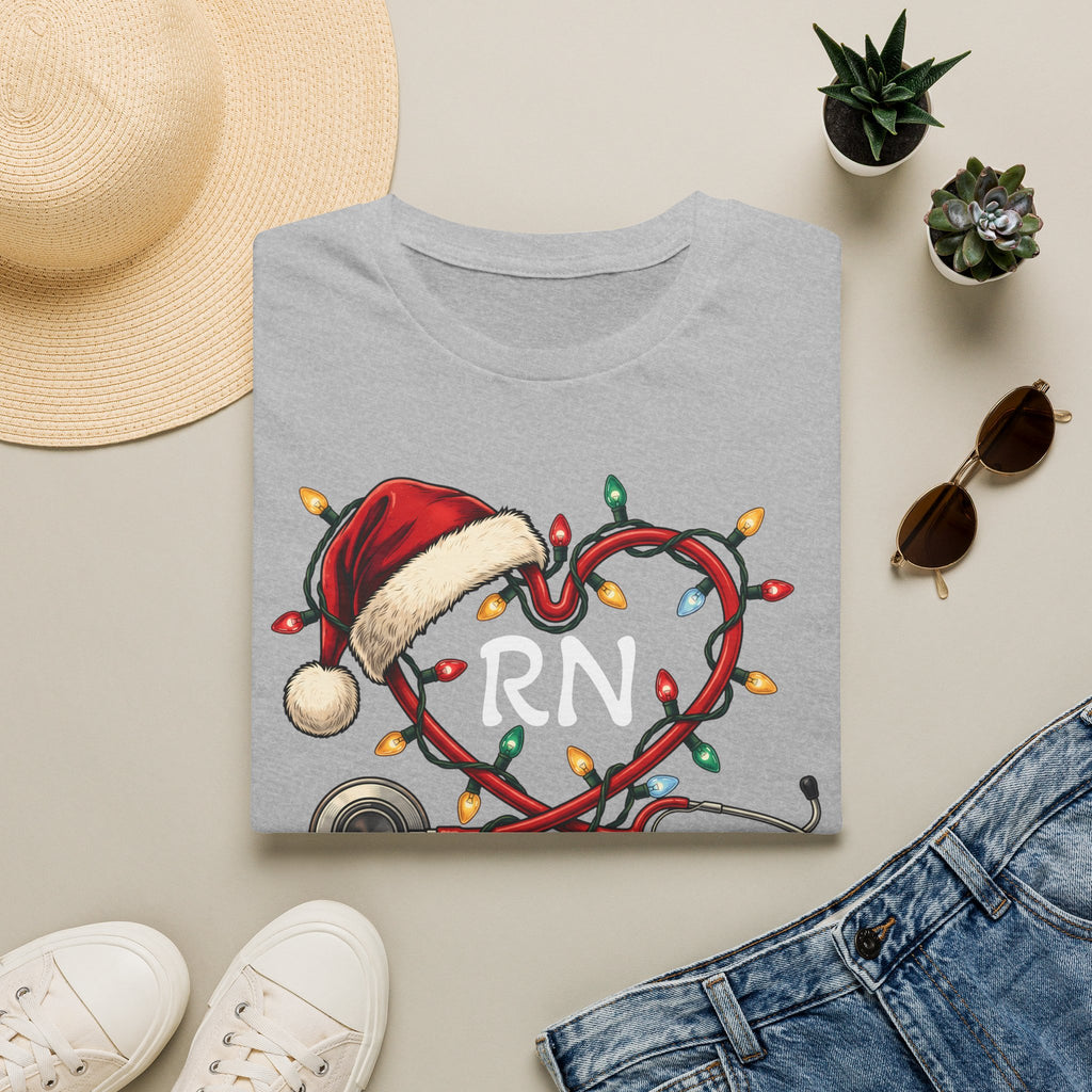 RN Christmas Stethoscope Heart T‑Shirt