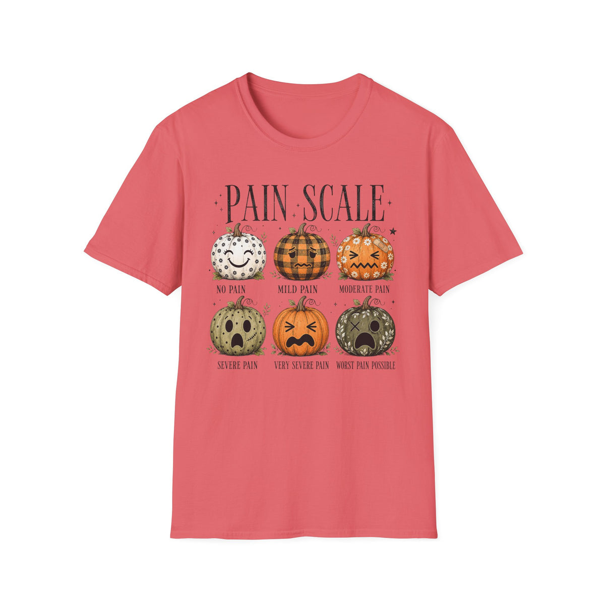 Pain Scale Pumpkin T-Shirt — Halloween Pumpkin Faces Graphic Tee
