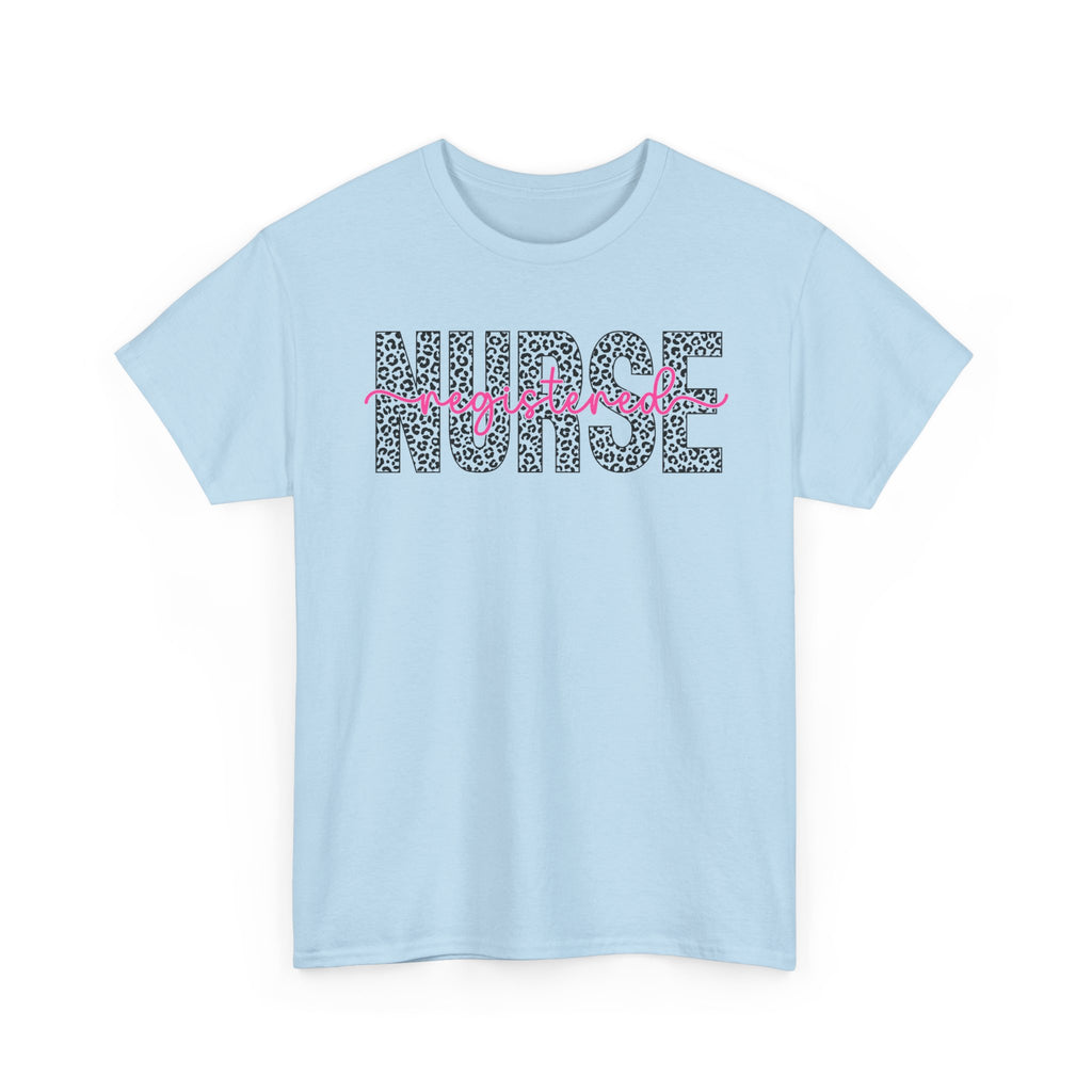 RN Leopard Print T‑Shirt — Pink Stethoscope Graphic Tee for Nurses