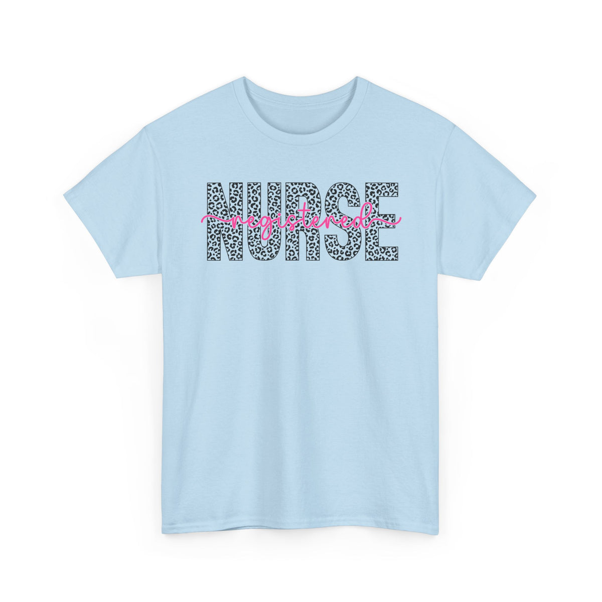 RN Leopard Print T‑Shirt — Pink Stethoscope Graphic Tee for Nurses