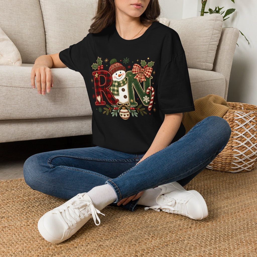 RN Snowman Holiday T-Shirt — Cute Nurse Christmas Tee