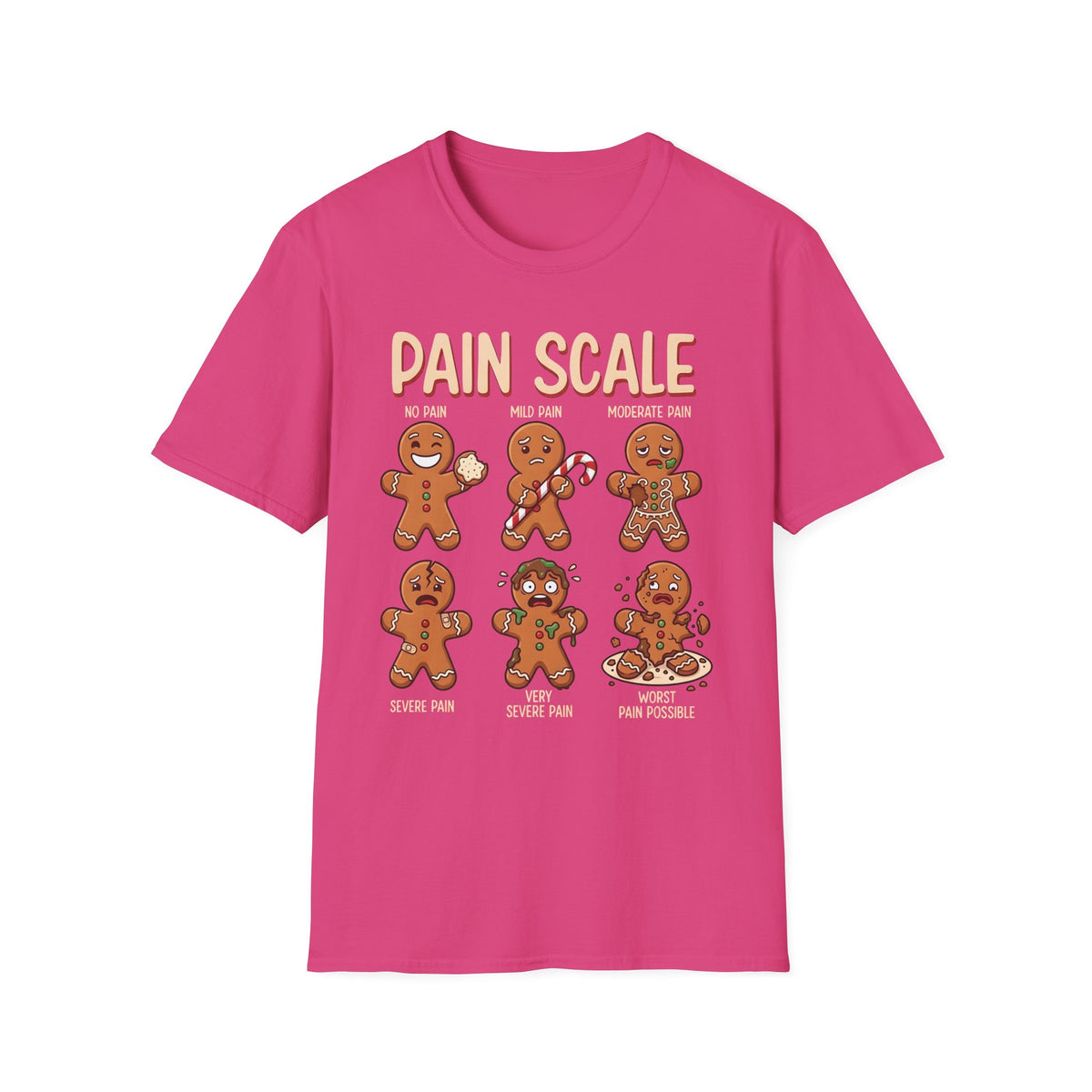 Pain Scale Gingerbread T-Shirt – Funny Holiday Pain Meter Tee for Bakers & Christmas Lovers