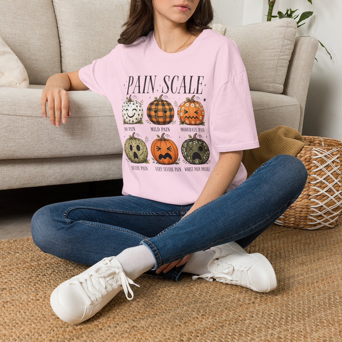 Pain Scale Pumpkin T-Shirt — Halloween Pumpkin Faces Graphic Tee