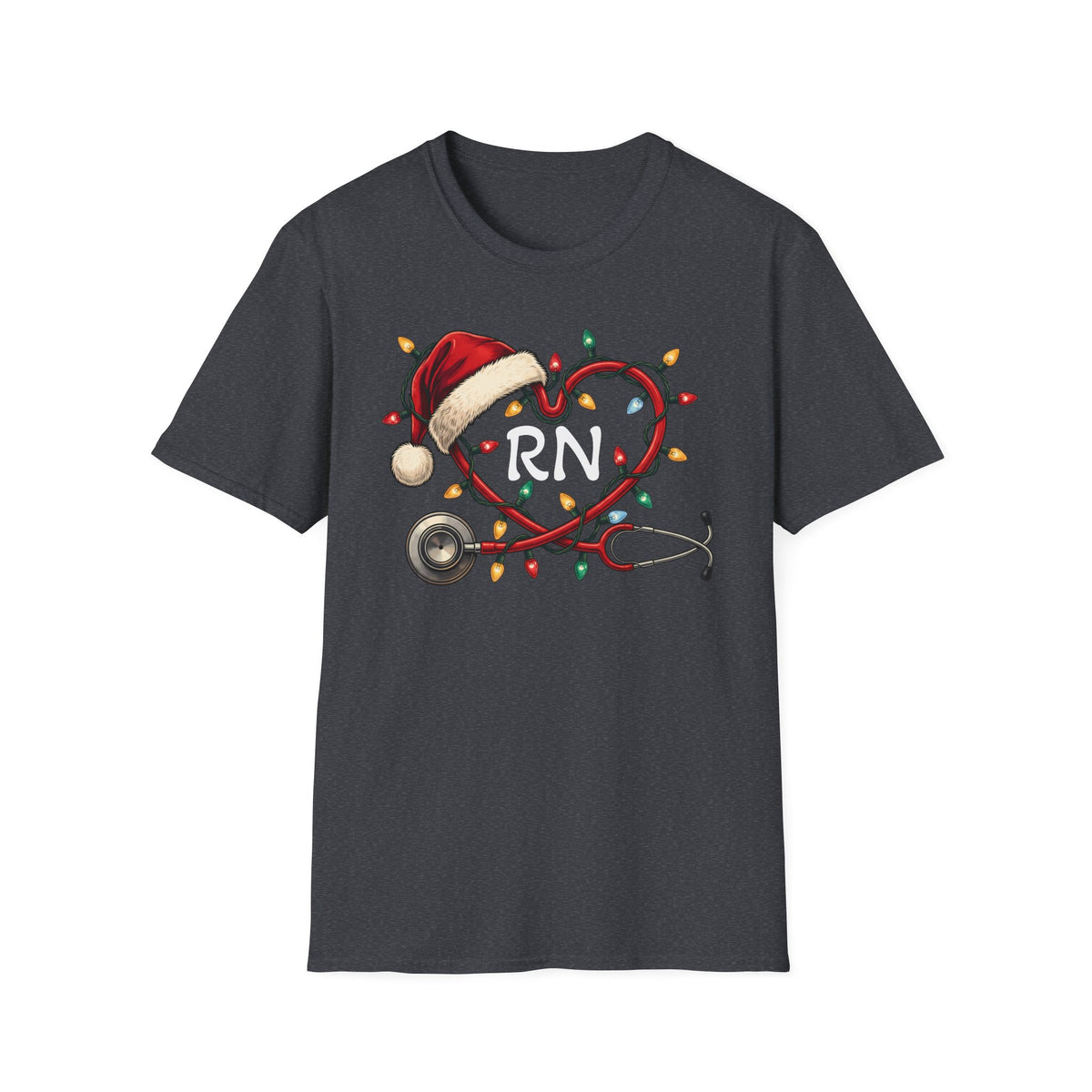 RN Christmas Stethoscope Heart T‑Shirt