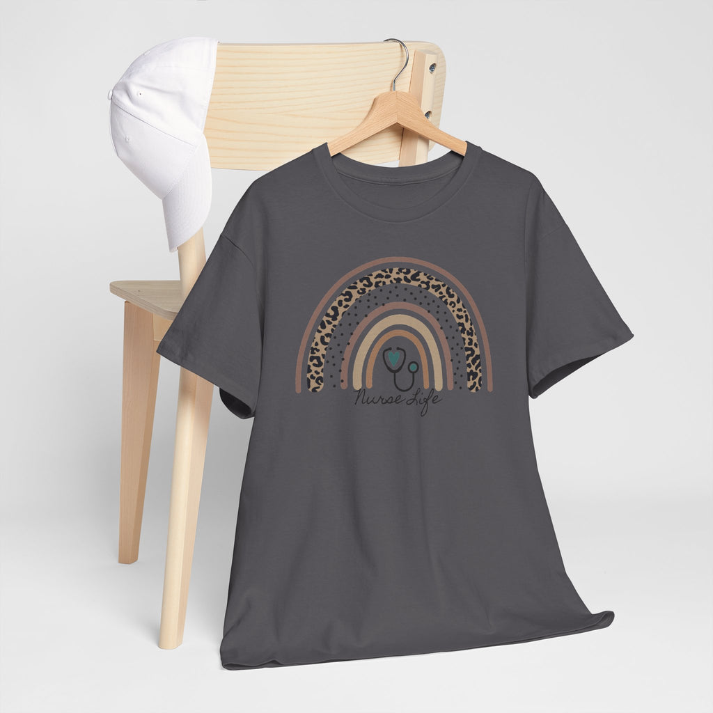 Nurse Life Rainbow Tee - Cute Neutral Stethoscope Graphic T-Shirt