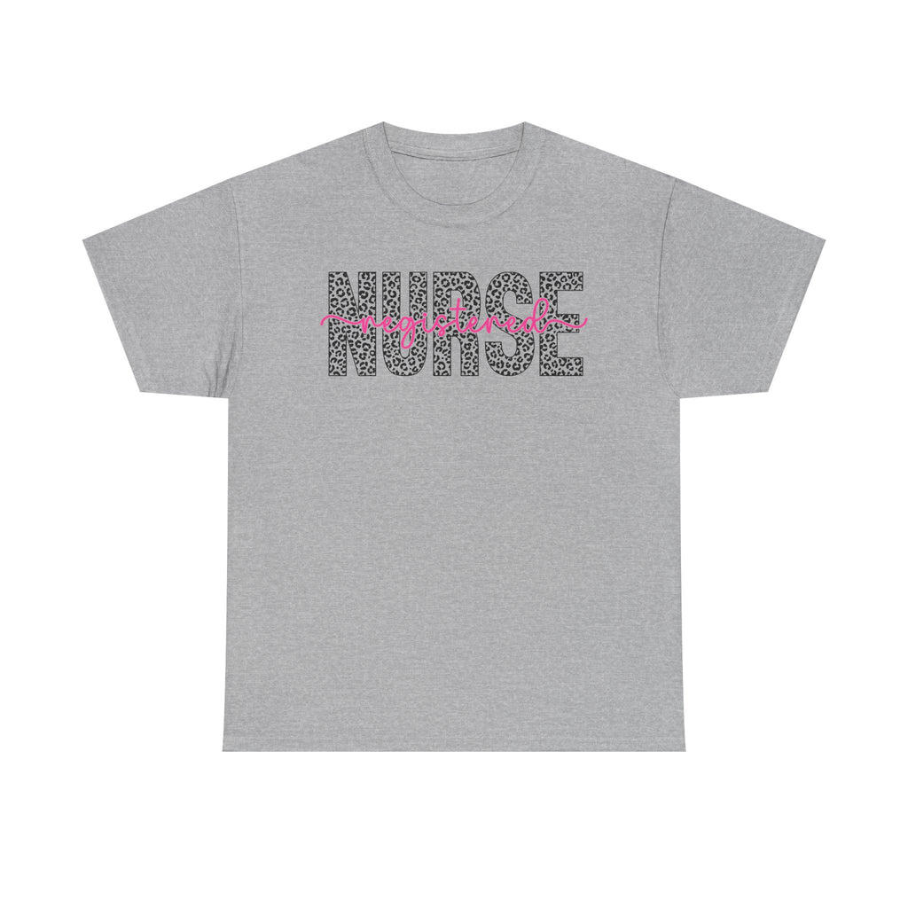 RN Leopard Print T‑Shirt — Pink Stethoscope Graphic Tee for Nurses