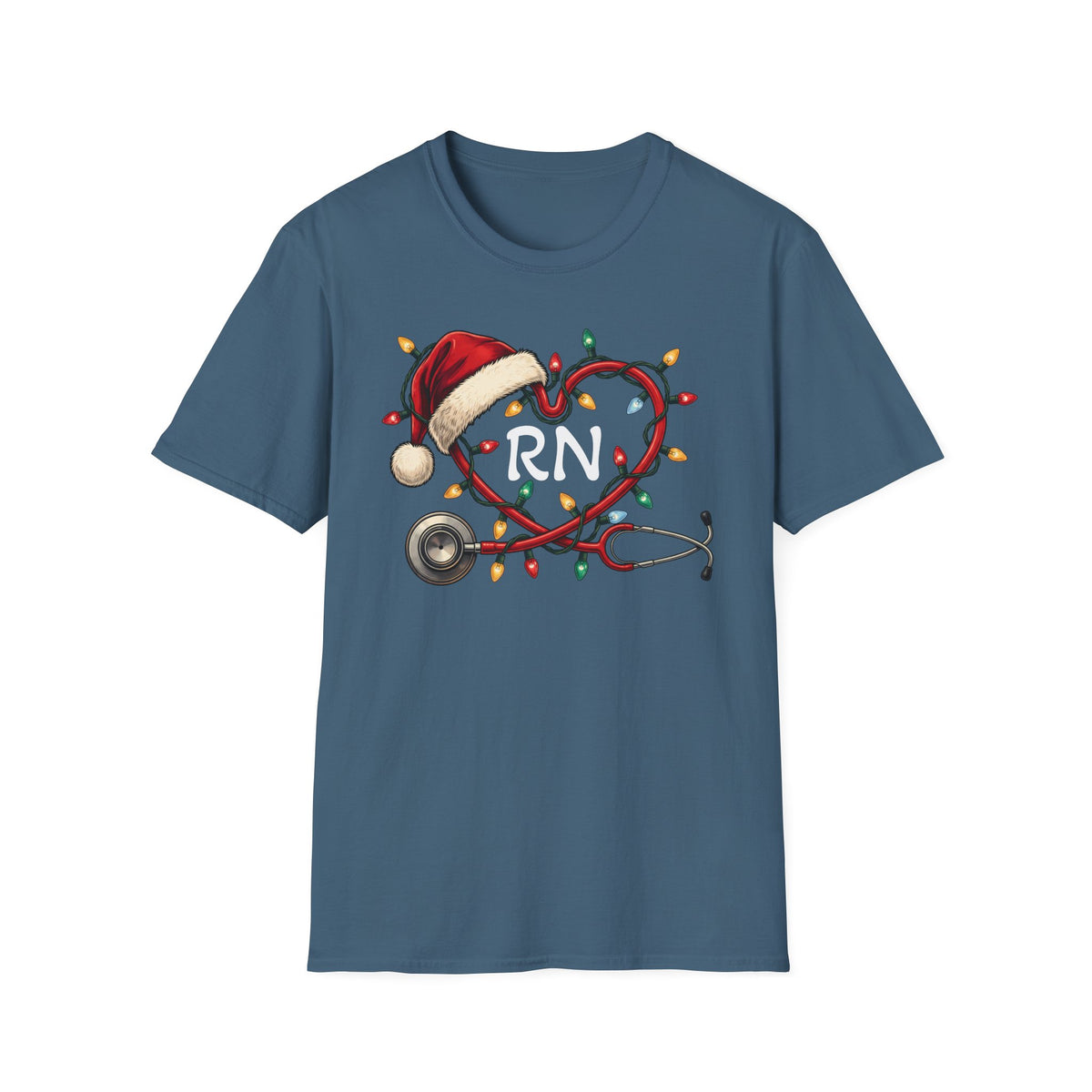 RN Christmas Stethoscope Heart T‑Shirt