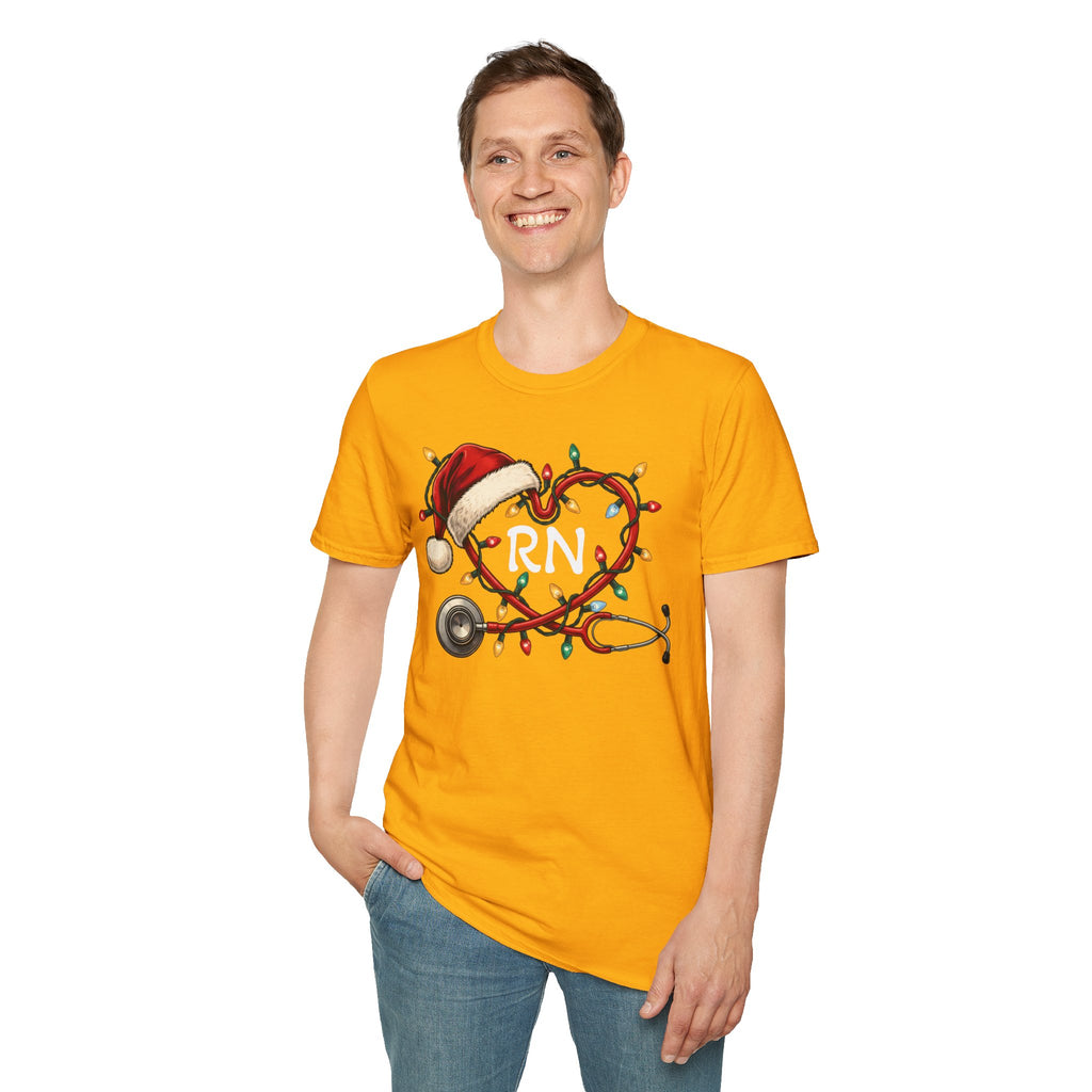 RN Christmas Stethoscope Heart T‑Shirt