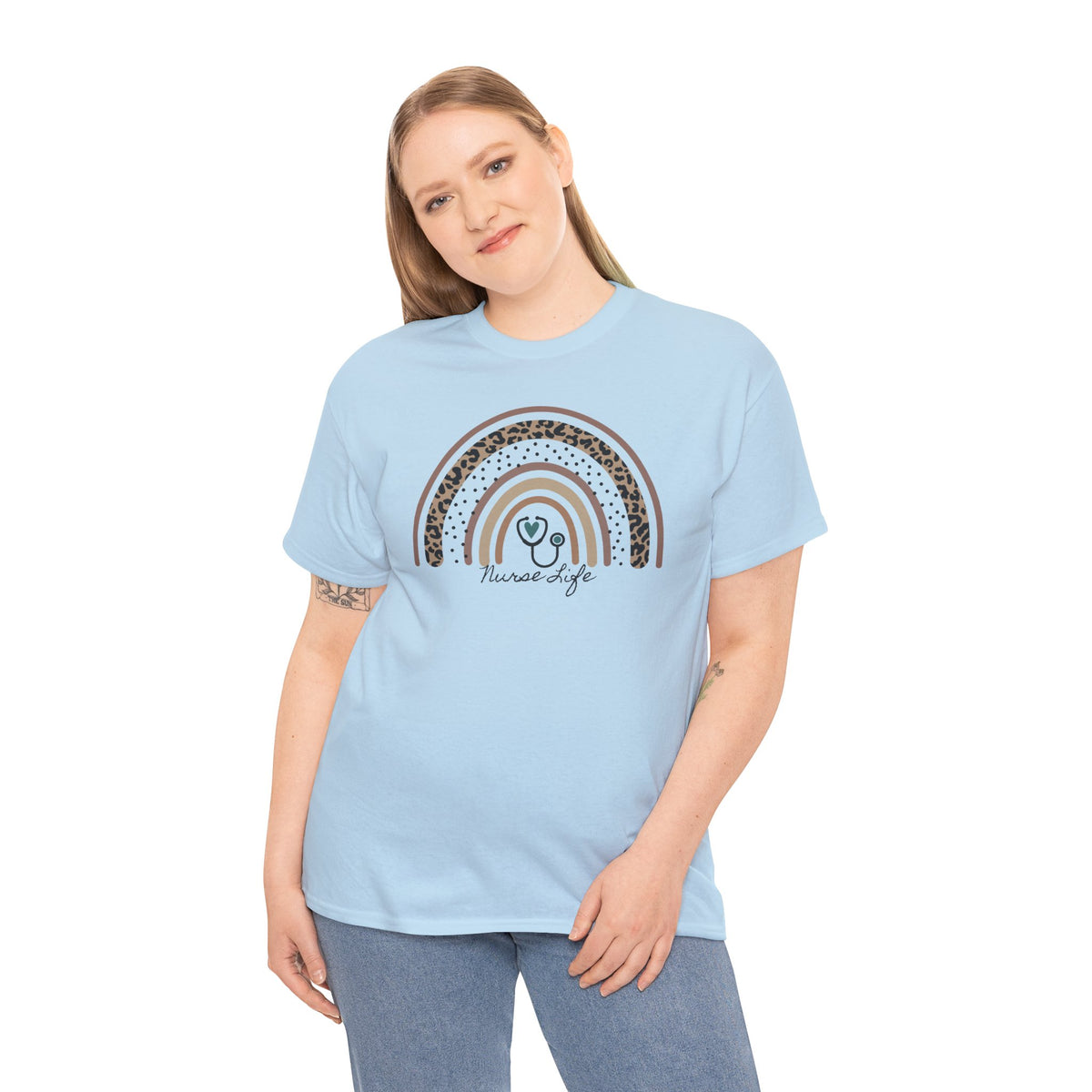 Nurse Life Rainbow Tee - Cute Neutral Stethoscope Graphic T-Shirt