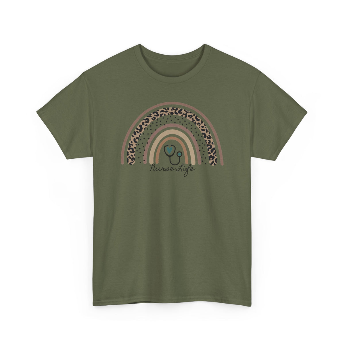 Nurse Life Rainbow Tee - Cute Neutral Stethoscope Graphic T-Shirt