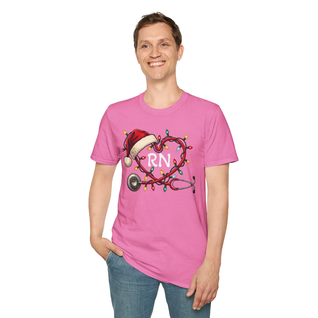 RN Christmas Stethoscope Heart T‑Shirt