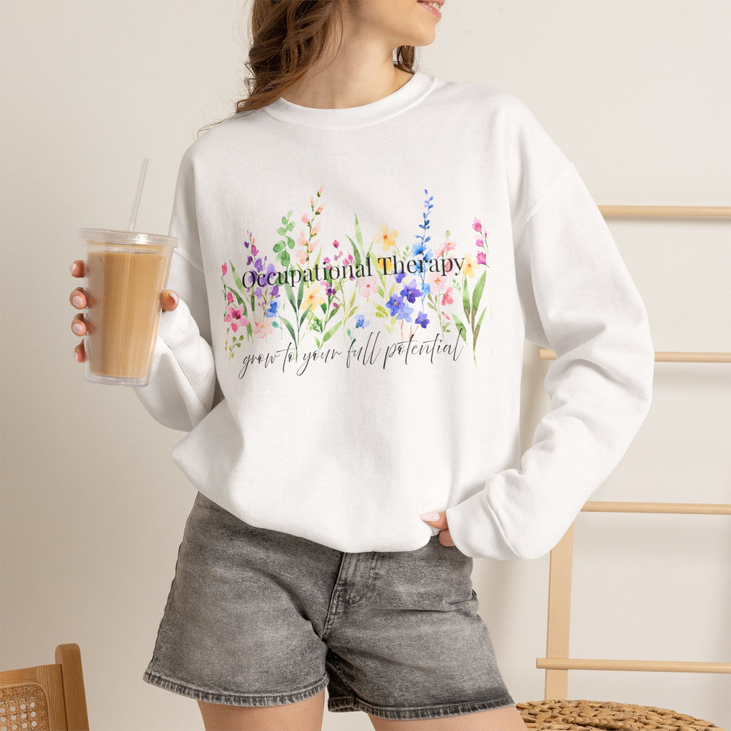 Floral Inspirational Crewneck Sweatshirt — "You Are Wildflower" Botanical Graphic